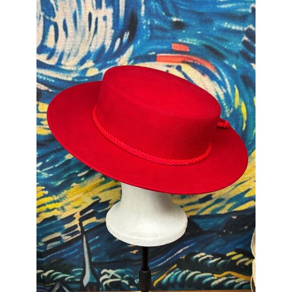Bollman Red Wool Felt Rancher Hat Wide Brim Flat Crown Western Cowgirl Hat main image 7